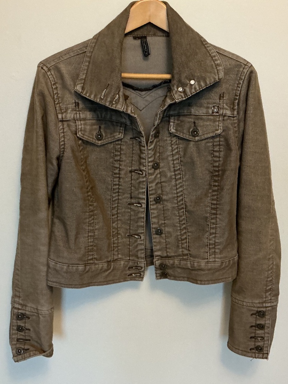 Vintage Foxy Jeans Corduroy Trucker Jacket Brown Size M Y2K Gunge